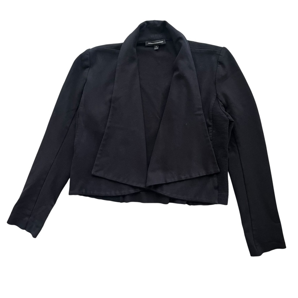 Express Design Studio Women’s S Black Open Drape Shawl Ponte Knit Cropped Blazer